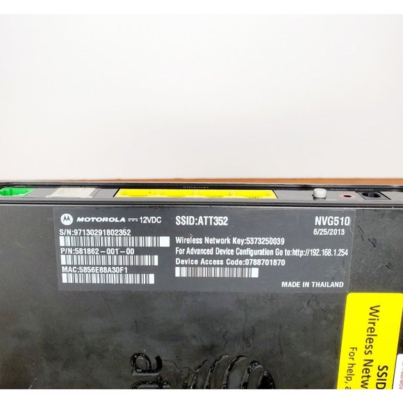 Motorola NVG510 WiFi 4-Port DSL Modem Router for AT&T U-Verse Wireless Router - Picture 5 of 6
